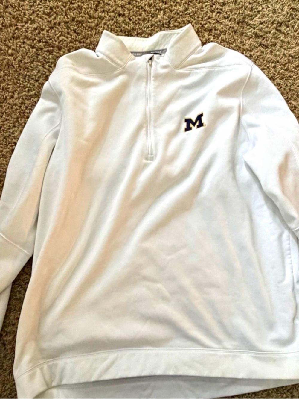 Nike Golf Men’s XL White 1/4 Zip Mock Neck Pullover Embroidered Logo